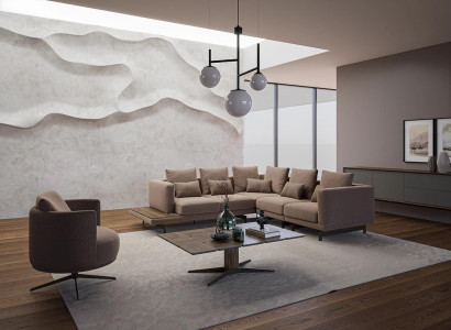 Designer Suite Living room Set Sofa Couch L-shape with Coffee table Furnishings